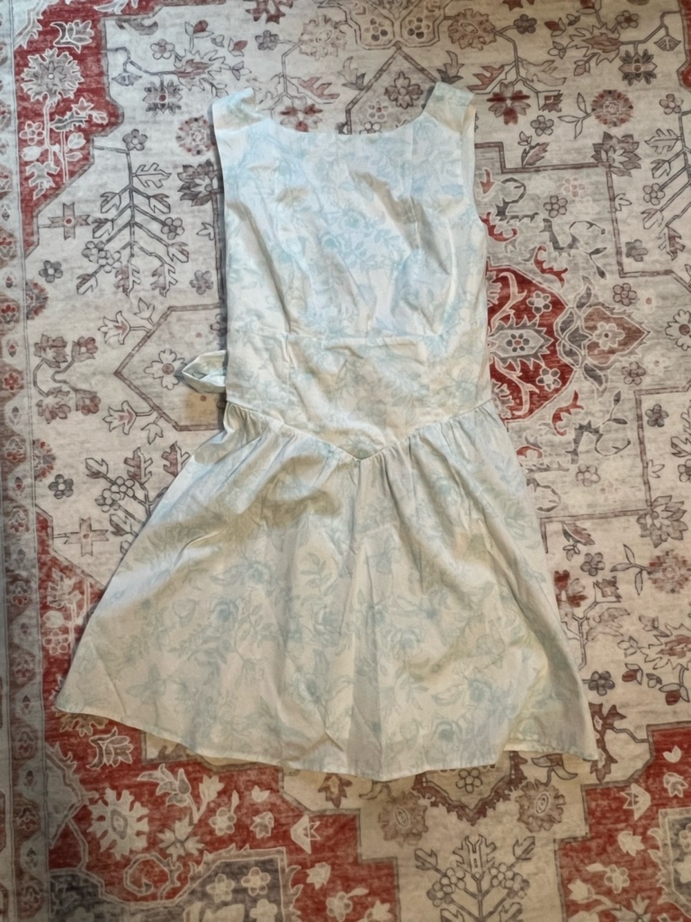 WILD FABLE Light Blue Floral Sleeveless Fit-and-Flare Dress